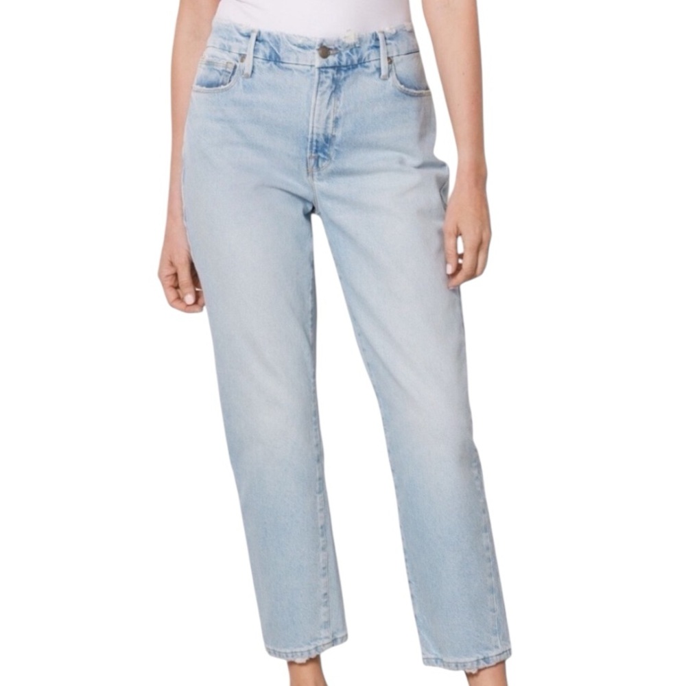 GOOD AMERICAN Girlfriend High Rise straight leg jeans petite 12 14 NEW